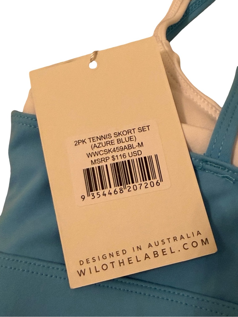 Wilo The Label Double Layer Sports Bra & Skort Set Azure Blue M NWT - Picture 9 of 11